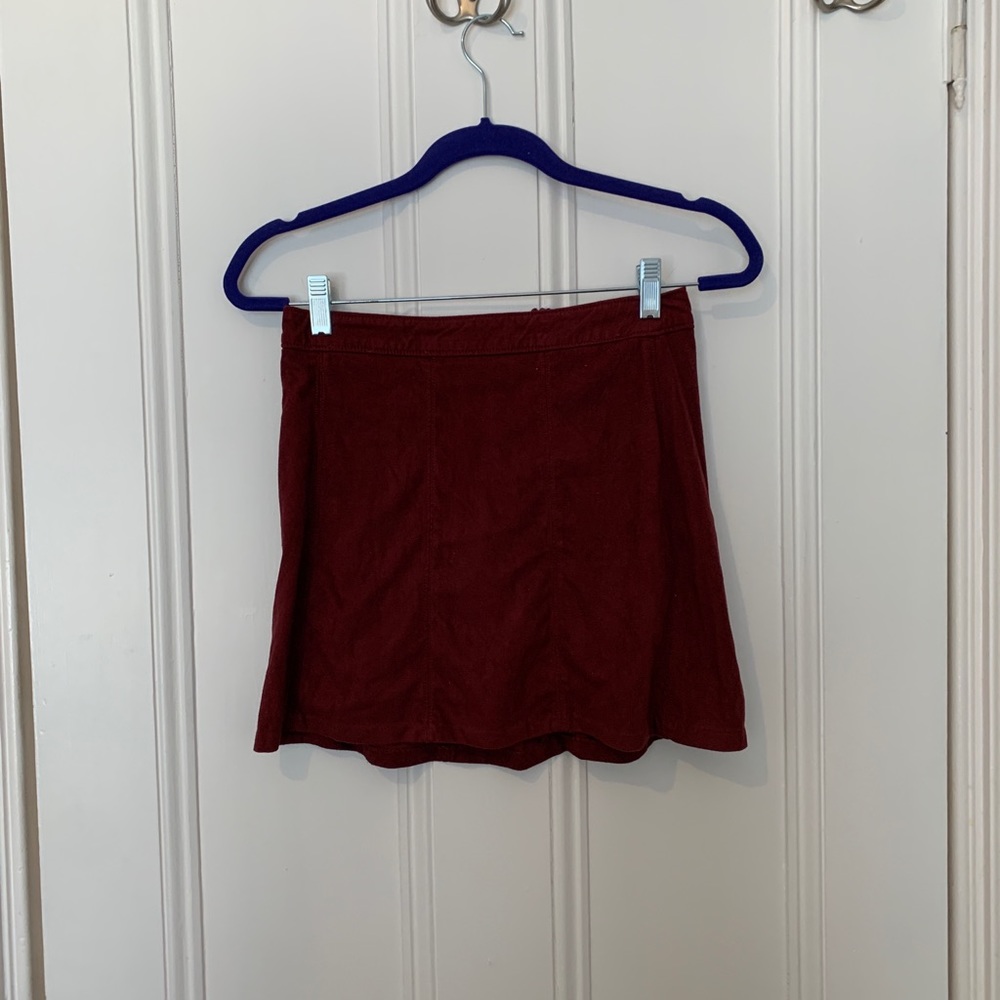 Bershka Red Suede Mini Skirt
